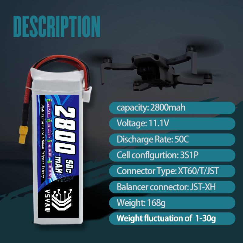 VSVAW 3S 2800mAh يبو بطارية 11 - مراجعة Drone Battery 3S وسعره