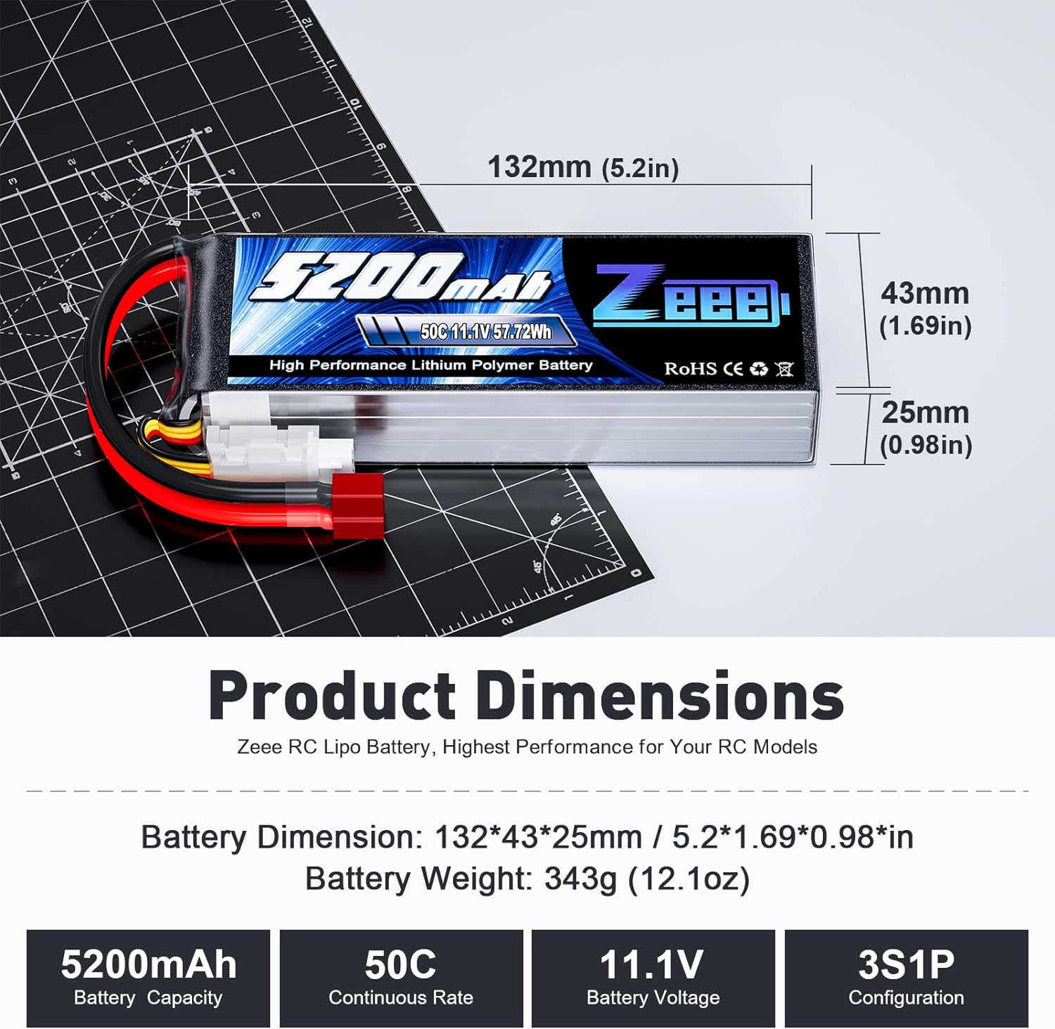 1/2 وحدات Zeee 11.1 فولت 50C 5 - مراجعة Drone Battery 3S وسعره